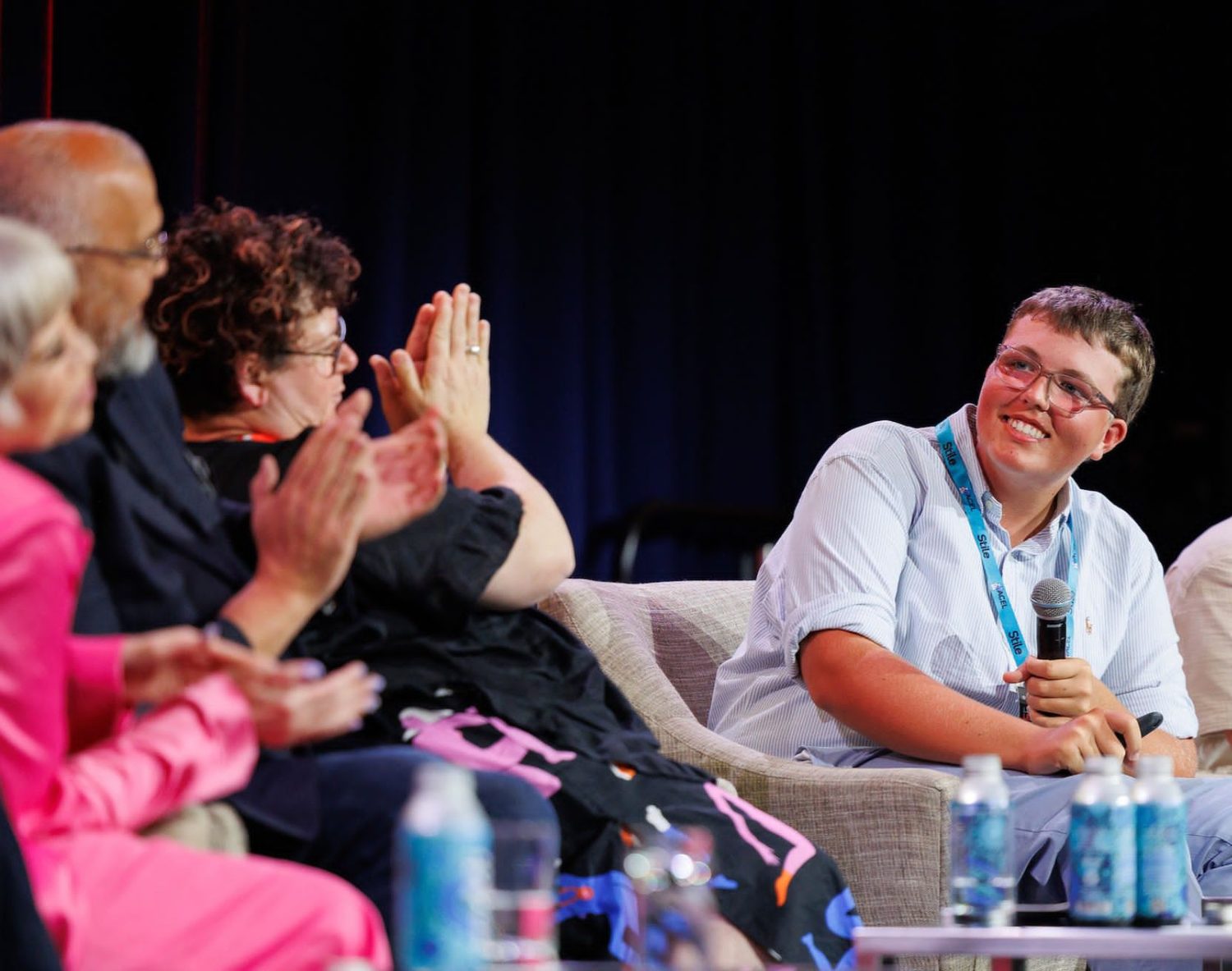 Jarvis laughing with the audience during the ACEL panel